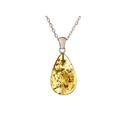 꼬냑 앰버 드롭 펜던트, 925 실버, 높이 2 ~ 2.3 + 0.7 cm