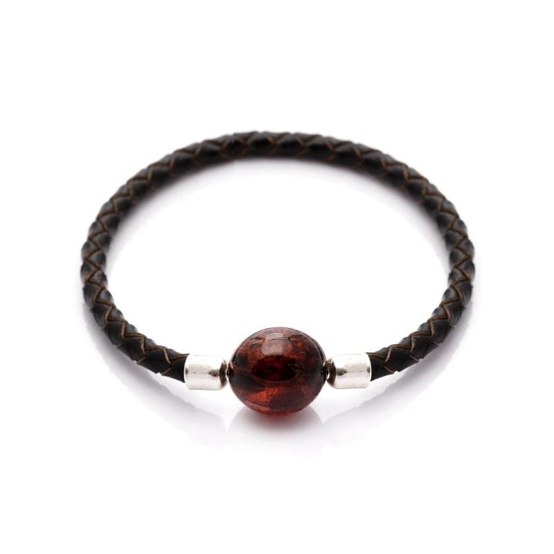 Armband met natuurlijk cognac amber uit de Baltische Zee, lengte 19 cm