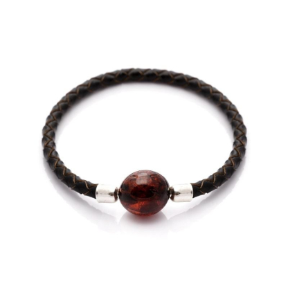 Armband met natuurlijk cognac amber uit de Baltische Zee, lengte 19 cm