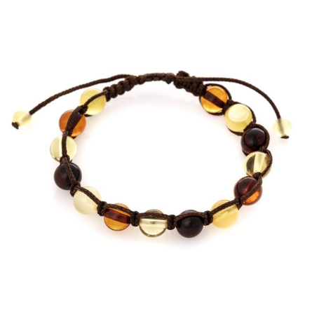 Bracelet with natural multi-colored amber from the Baltic Sea ball, length 19 cm