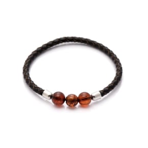 Bracelet avec ambre cognac naturel de la mer Baltique, longueur 19 cm