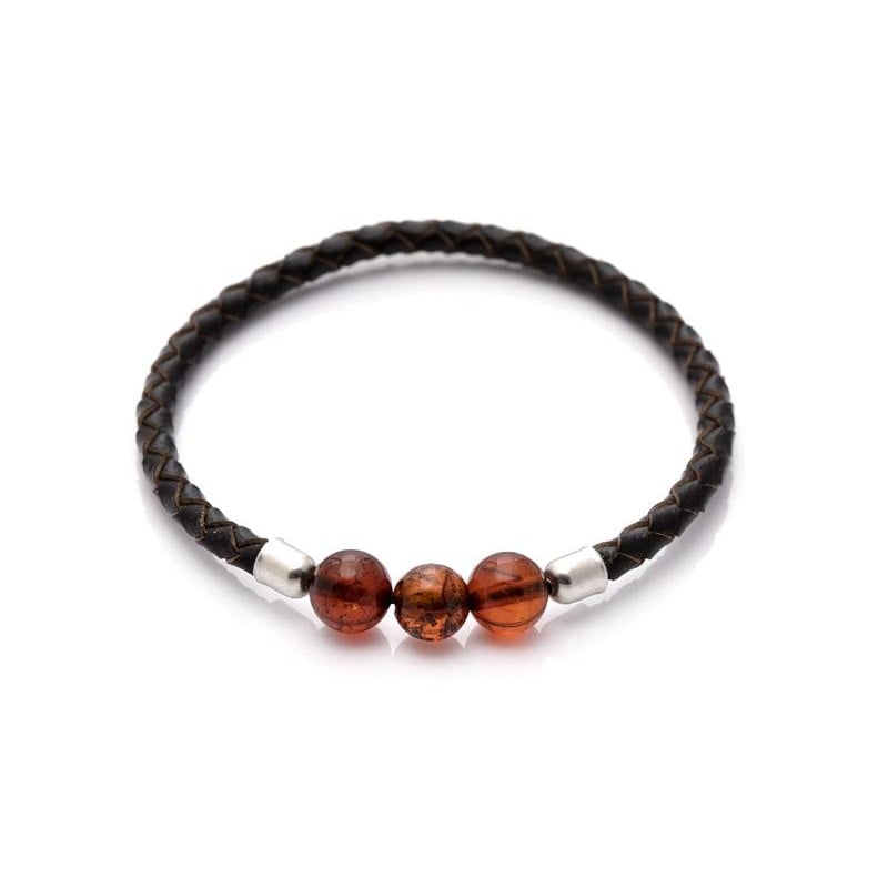 Bracelet avec ambre cognac naturel de la mer Baltique, longueur 19 cm