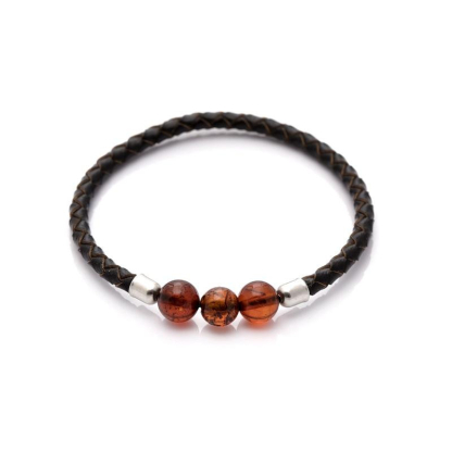 Bracelet avec ambre cognac naturel de la mer Baltique, longueur 19 cm