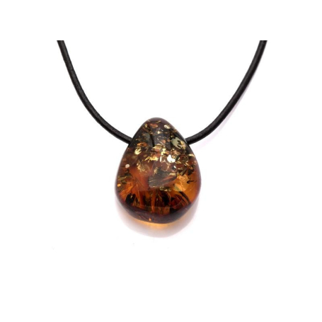 Collier avec ambre cognac naturel de la mer Baltique, longueur 42-45 cm