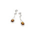 Drop earrings with cognac amber, in 925 rhodium silver