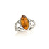 Ring met cognac amber van de Baltische Zee shuttle, gemaakt van 925 gerhodineerd zilver