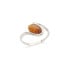 Anello con ambra cognac naturale del Mar Baltico ovale, realizzato in argento 925 rodiato