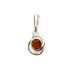 Ciondolo con ambra cognac tonda, in argento 925 rodiato, altezza 1+1,2 cm