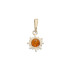 Pendentif soleil avec ambre cognac rond, en argent doré 925, hauteur 1+1,5 cm
