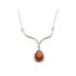 Ketting met cognac-amberdruppel, in gerhodineerd zilver 925