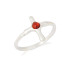 Anillo cruzado con ámbar coñac natural redondo, en plata 925 rodiada