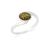 Anillo con ámbar verde natural del Mar Báltico ovalado, en plata 925 rodiada