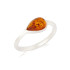 Ring with natural cognac amber from the Baltic Sea, in rhodium-plated silver 925