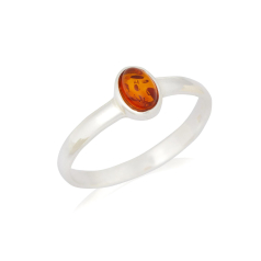 Anillo con ámbar coñac...