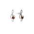 Clous d'oreilles avec ambre cognac naturel, en argent rhodié 925