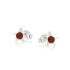 Orecchini stella con ambra naturale cognac, in argento 925 rodiato