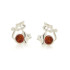 Cat stud earrings with natural cognac amber, in 925 rhodium silver