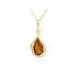 Ciondolo con goccia di ambra cognac, in argento dorato 925, altezza 2+1 cm