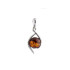 Pendentif avec ambre cognac rond, en argent rhodié 925, hauteur 2+1 cm