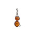 Pendentif chat avec ambre cognac rond, en argent rhodié 925, hauteur 1,7+1 cm