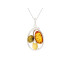 Colgante con ámbar multicolor ovalado, en plata 925 rodiada, altura 2,8+1 cm