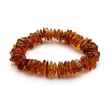 Pulsera con astillas de ámbar coñac natural del Mar Báltico, longitud 19 cm