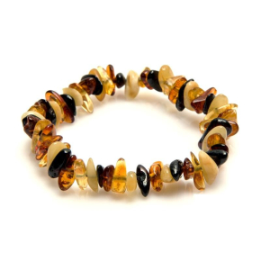 Bracciale con scaglie di ambra naturale multicolore del Mar Baltico, lunghezza 19 cm