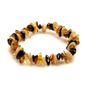 Bracelet avec ambre multicolore naturel de la mer Baltique chips, longueur 19 cm