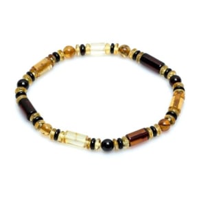 Armband met veelkleurige cilindrische Baltische Zee-barnsteen, lengte 17-18cm