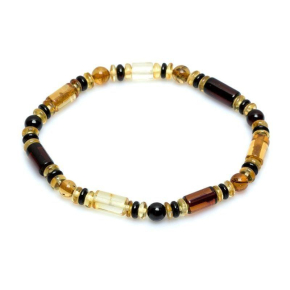 Bracelet avec ambre multicolore de la mer Baltique cylindrique, longueur 17-18cm