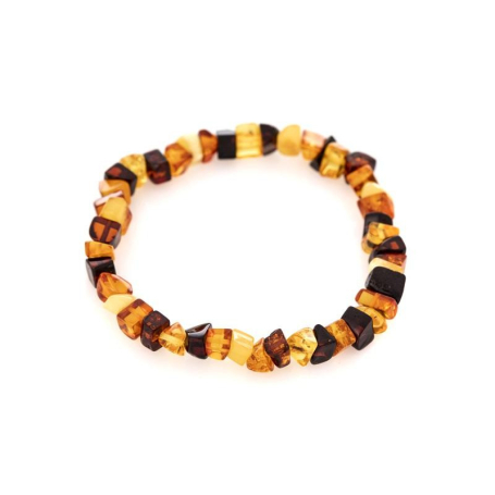 Bracelet avec ambre multicolore naturel de la mer Baltique, longueur 19 cm
