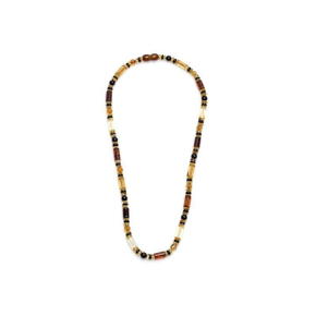 Collier avec ambre multicolore cylindrique, longueur 48 cm