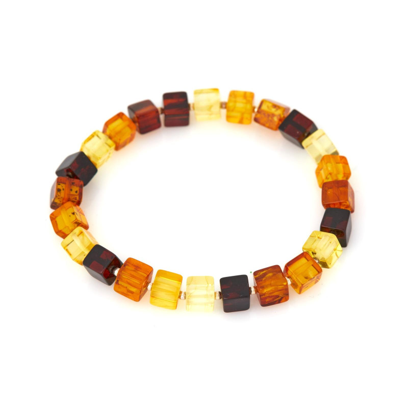 Pulsera con ámbar natural multicolor del cubo del Mar Báltico, longitud 19 cm