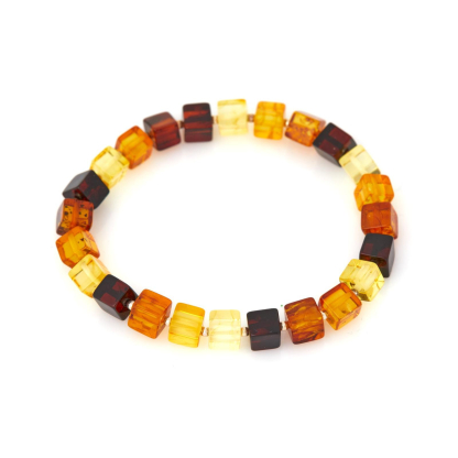 Pulsera con ámbar natural multicolor del cubo del Mar Báltico, longitud 19 cm