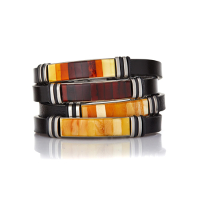 Bracelet avec ambre multicolore naturel de la mer Baltique, longueur 21 cm