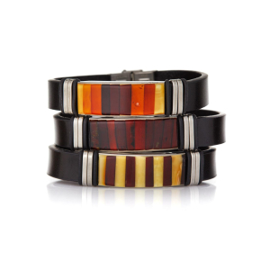 Bracelet avec ambre multicolore naturel de la mer Baltique, longueur 21 cm