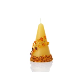 Candela con ambra, 10x6 cm