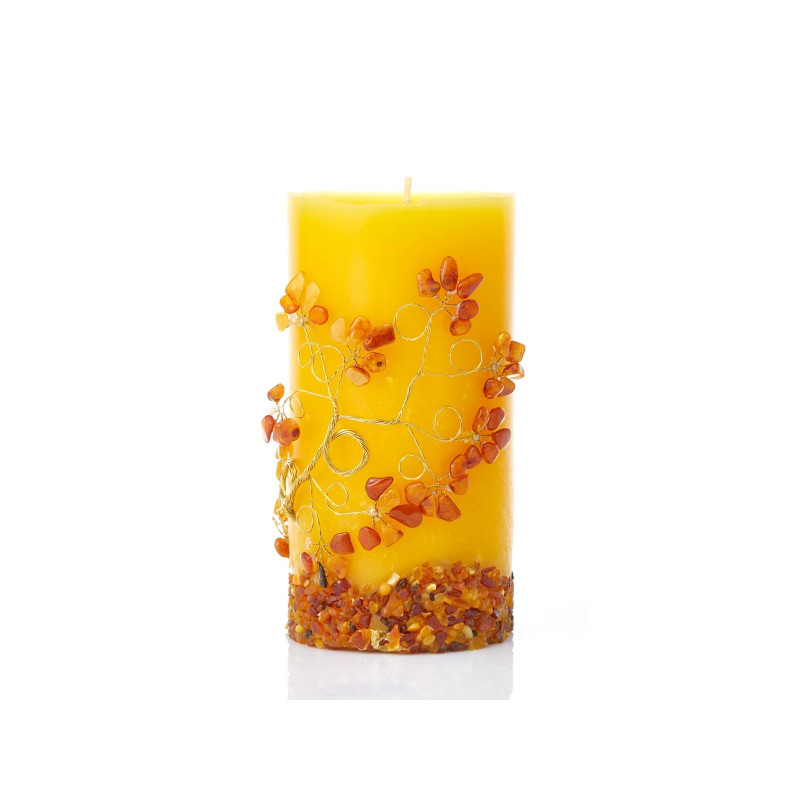 Candle with amber, 15.5x8 cm