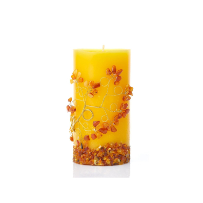 Candle with amber, 15.5x8 cm