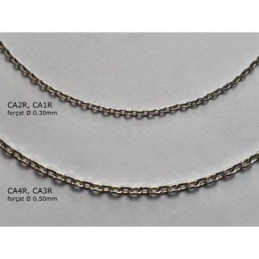 Ketting in gerhodineerd zilver 925/1000, kabel 0,50, lengte 45+3 cm