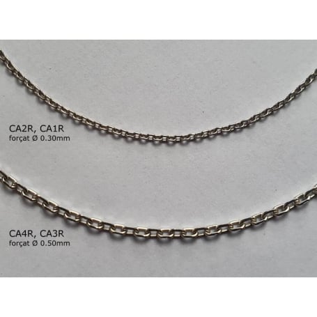 Ketting in gerhodineerd zilver 925/1000, kabel 0,50, lengte 42+3cm