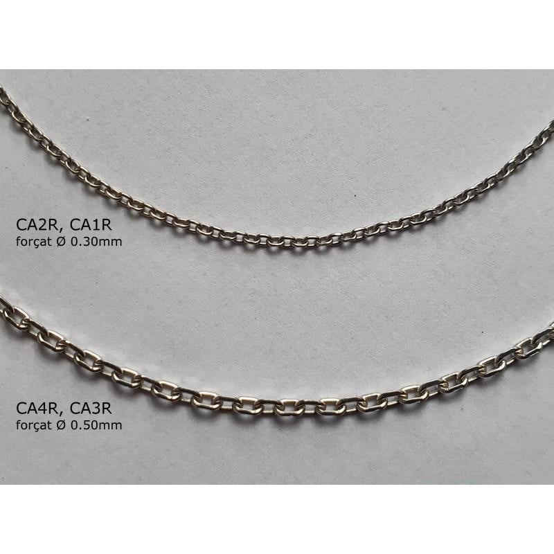 Ketting in gerhodineerd zilver 925/1000, kabel 0,50, lengte 42+3cm