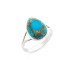 Bague avec turquoise naturelle reconstituée, en argent rhodié 925