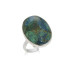 Ring with natural blue shattuckite, in rhodium silver 925