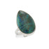 Ring with natural blue shattuckite, in rhodium silver 925