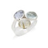 Bague avec multipierres multicolores naturelles, en argent rhodié 925