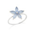 Ring met natuurlijke blauwe chalcedoon, in gerhodineerd zilver 925