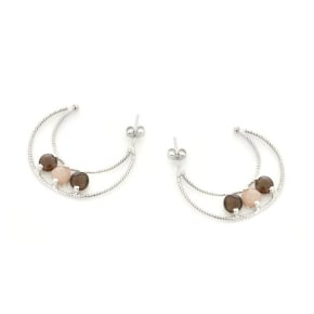 Orecchini con pietra di luna multicolore, in argento 925 rodiato