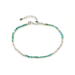 Armband met turquoise, in 925 gerhodineerd zilver, lengte 16+3 cm