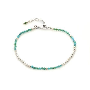 Bracelet avec turquoise, en argent rhodié 925, longueur 16+3 cm